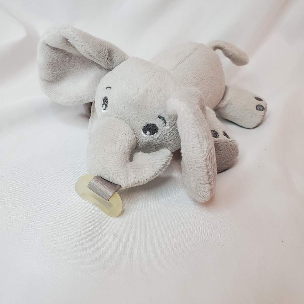 Philips Avent Soothie Snuggle Pacifier Holder Gray Elephant Plush Lovey